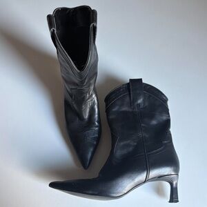 Black Leather Women's Boots